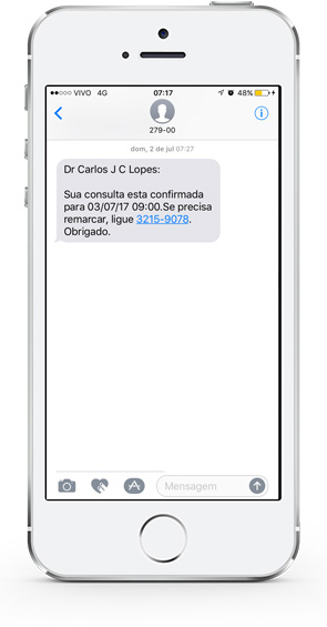 Confirmação de consultas por Whatsapp ou SMS