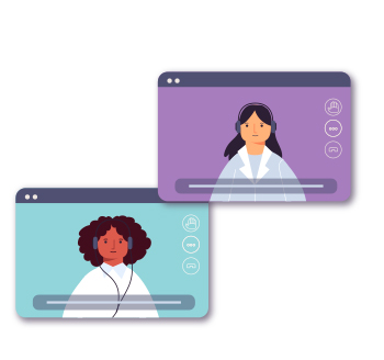 desenho de duas doutoras em telemedicina